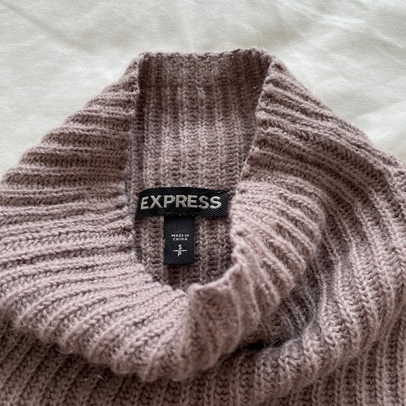 EXPRESS Mock Neck Taupe Sweater - Picture 4 of 5